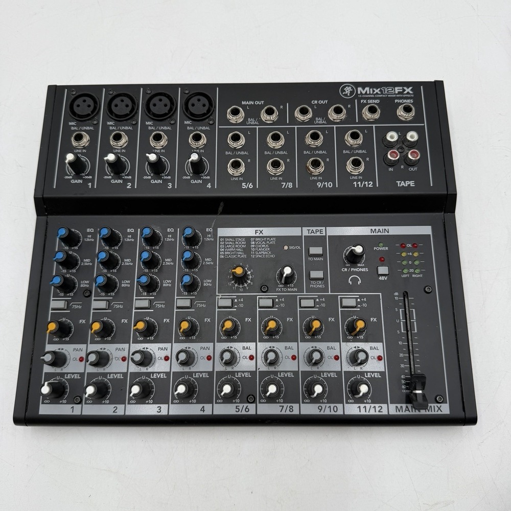 Mackie Mix12FX 12-Channel Compact Mixer with Effects Tested No Power Cord